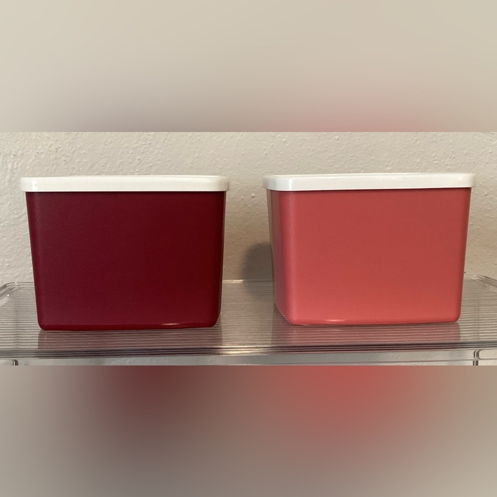 New Tupperware 2 Piece Square Container Set 2 Cup Capacity Freezer